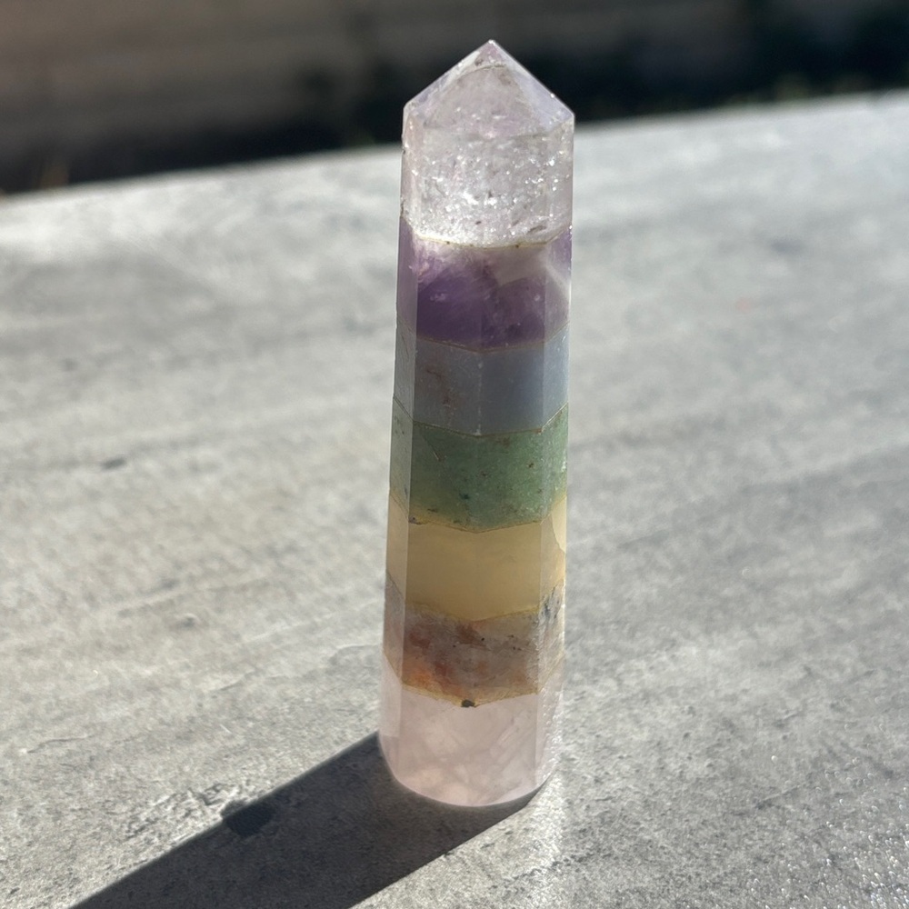Pastel Rainbow Chakra Wand Obelisk Tower - Picture 2 of 7